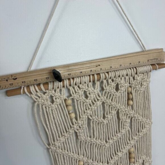 Vintage Hand Woven Macrame BOHO Fringed Wall Tapestry Hanging Decor - Picture 6 of 7